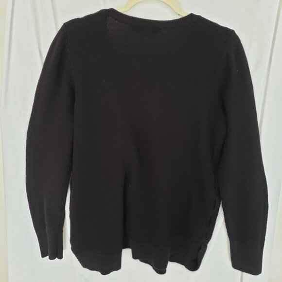 Woman Ann Taylor Loft Black Round Neck Long Sleeve Sweater Top Size L - Picture 8 of 10